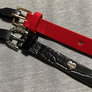 NWT! Betsey Johnson 2 For 1 belts. Size L. Red hearts and black